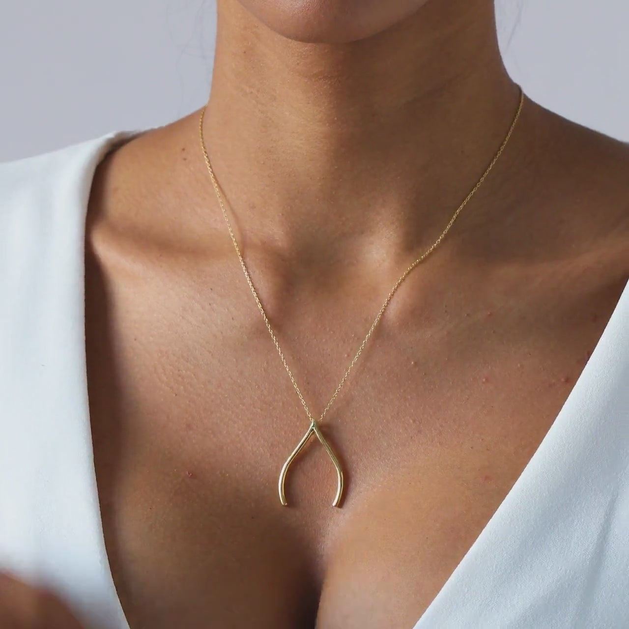 Jennifer Meyer 18k Wishbone Pendant Necklace | Neiman Marcus